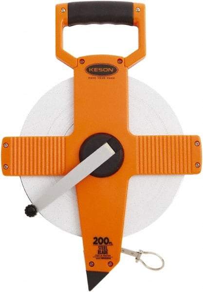 Keson - 200' x 3/8" Tape Measure - 1/10 & 1/100" Graduation - Americas Industrial Supply