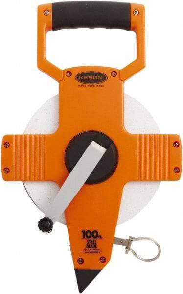 Keson - 100' x 3/8" Tape Measure - 1/10 & 1/100" Graduation - Americas Industrial Supply