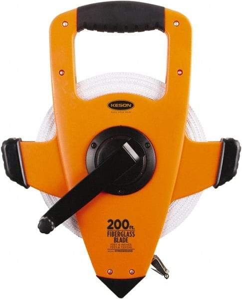 Keson - 200' x 1/2" Tape Measure - 1/8, 1/10 & 1/100" Graduation - Americas Industrial Supply
