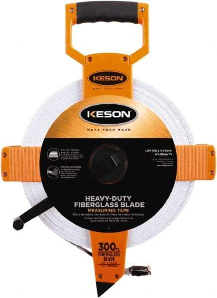 Keson - 300' x 1/2" Tape Measure - 1/8" Graduation - Americas Industrial Supply