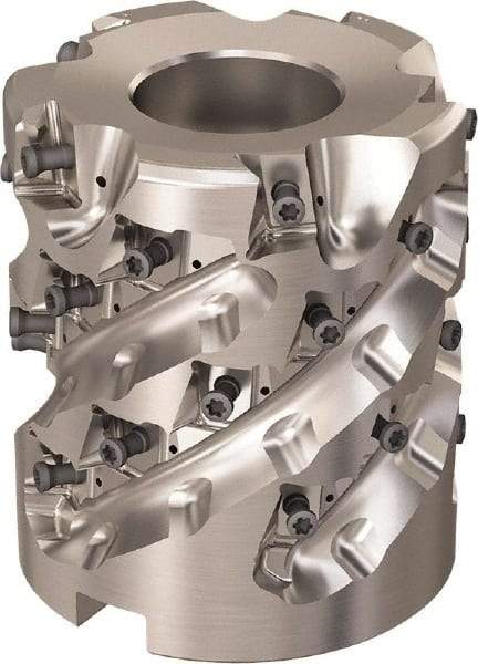 Seco - 30 Inserts, 3.1496" Cut Diam, 1.26" Arbor Diam, 69mm Max Depth of Cut, Indexable Square-Shoulder Face Mill - 90° Lead Angle, 3.5433" High, LOEX-12 Insert Compatibility, Through Coolant, Series Square T4-12 - Americas Industrial Supply