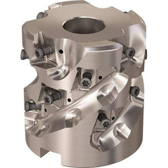 Seco - 16 Inserts, 2.4803" Cut Diam, 1.06" Arbor Diam, 46mm Max Depth of Cut, Indexable Square-Shoulder Face Mill - 90° Lead Angle, 2.5591" High, LOEX-12 Insert Compatibility, Through Coolant, Series Square T4-12 - Americas Industrial Supply