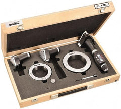 Starrett - 50 to 100mm, 100mm Gage Depth, 0.001mm Resolution, Friction Thimble, IP65 Electronic Inside Hole Micrometer Set - Accurate to 0.005mm, 1 Head, 3 Anvils, 2 Setting Rings, Data Output, Instant Inch/Millimeter Conversion - Americas Industrial Supply