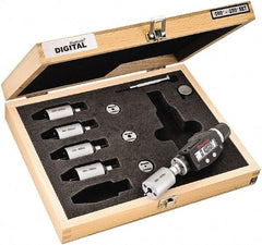 Starrett - 2 to 6mm, 18mm Gage Depth, 0.001mm Resolution, Friction Thimble, IP65 Electronic Inside Hole Micrometer Set - Accurate to 0.004mm, 1 Head, 5 Anvils, 3 Setting Rings, Data Output, Instant Inch/Millimeter Conversion - Americas Industrial Supply
