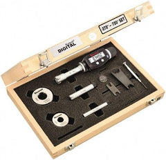 Starrett - 10 to 20mm, 62mm Gage Depth, 0.001mm Resolution, Friction Thimble, IP65 Electronic Inside Hole Micrometer Set - Accurate to 0.004mm, 1 Head, 3 Anvils, 2 Setting Rings, Data Output, Instant Inch/Millimeter Conversion - Americas Industrial Supply