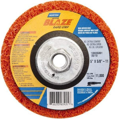 Norton - 5" Extra Coarse Grade Aluminum Oxide Deburring Disc - 5/8" Center Hole, Arbor Connection - Americas Industrial Supply