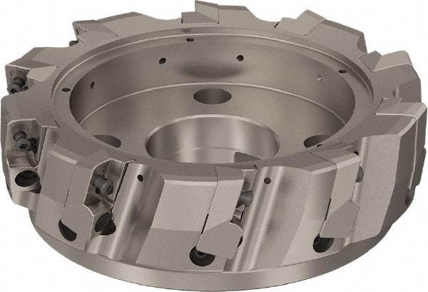 Seco - 10 Inserts, 200mm Cut Diam, 60mm Arbor Diam, 25mm Max Depth of Cut, Indexable Square-Shoulder Face Mill - 90° Lead Angle, 63mm High, ABEX 26.. Insert Compatibility, Through Coolant, Series R220.96 - Americas Industrial Supply