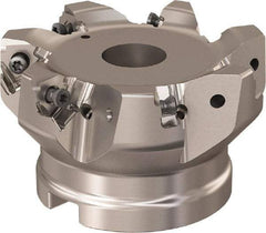 Seco - 7 Inserts, 84mm Cut Diam, 27mm Arbor Diam, 7.5mm Max Depth of Cut, Indexable Square-Shoulder Face Mill - 90° Lead Angle, 50mm High, XNEX 08 Insert Compatibility, Through Coolant, Series R220.96 - Americas Industrial Supply