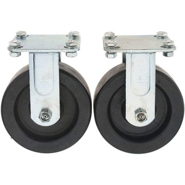Value Collection - 6" Diam x 2" Wide x 7-39/64" OAH Top Plate Mount Rigid Caster - Polypropylene, 1,000 Lb Capacity, Sleeve Bearing, 3-7/8 x 4-1/2" Plate - Americas Industrial Supply