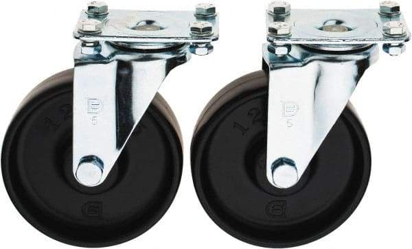 Value Collection - 5" Diam x 1-1/4" Wide x 6-15/64" OAH Top Plate Mount Swivel Caster - Polypropylene, 250 Lb Capacity, Sleeve Bearing, 2-1/2 x 3-3/4" Plate - Americas Industrial Supply