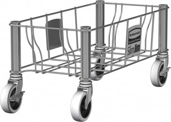 Rubbermaid - Rectangle Stainless Steel Trash Can Dolly - Compatible with 16 & 23 Gal Containers, Compatible with Vented Slim Jim - Americas Industrial Supply