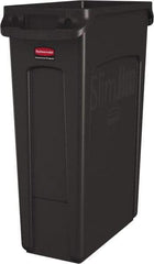 Rubbermaid - 23 Gal Brown Rectangle Trash Can - Polyethylene, None Graphic, 30" High x 22" Long x 11" Wide, Lid Not Included - Americas Industrial Supply