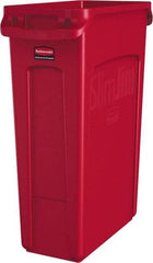 Rubbermaid - 23 Gal Red Rectangle Trash Can - Polyethylene, None Graphic, 30" High x 22" Long x 11" Wide, Lid Not Included - Americas Industrial Supply