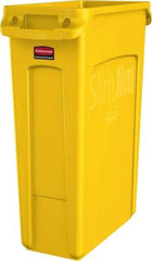 Rubbermaid - 23 Gal Yellow Rectangle Trash Can - Polyethylene, None Graphic, 30" High x 22" Long x 11" Wide, Lid Not Included - Americas Industrial Supply