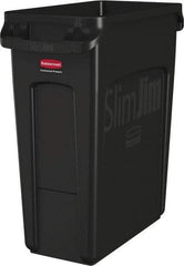 Rubbermaid - 16 Gal Black Rectangle Trash Can - Polyethylene, None Graphic, 25" High x 22" Long x 11" Wide, Lid Not Included - Americas Industrial Supply