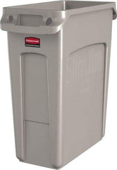 Rubbermaid - 16 Gal Beige Rectangle Trash Can - Polyethylene, None Graphic, 25" High x 22" Long x 11" Wide, Lid Not Included - Americas Industrial Supply