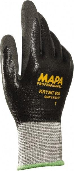 MAPA Professional - Size M (8), ANSI Cut Lvl 2, Puncture Lvl 3, Abrasion Lvl 4, Nitrile Coated HDPE Cut Resistant Gloves - Fully Coated Coated, HDPE Lining, Knit Wrist, Gray, Paired - Americas Industrial Supply