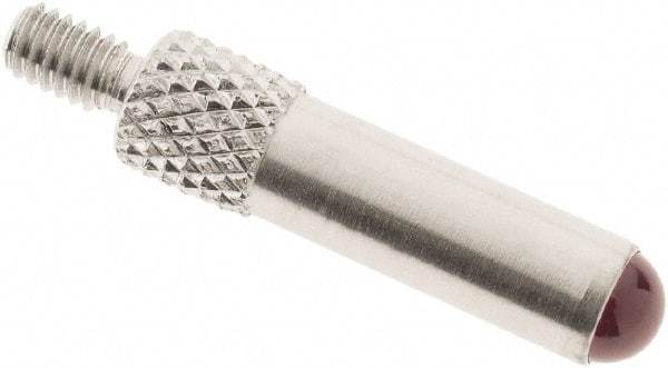 SPI - #4-48, 4mm Ball Diam, Ruby Cupped Ball Contact Point - 3/4" Contact Point Length, Use with Dial Indicators - Americas Industrial Supply