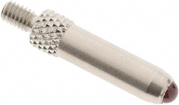 SPI - #4-48, 3mm Ball Diam, Ruby Cupped Ball Contact Point - 3/4" Contact Point Length, Use with Dial Indicators - Americas Industrial Supply