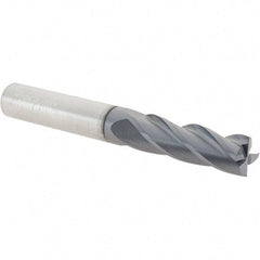 Kennametal - 3/8", 1-1/8" LOC, 3/8" Shank Diam, 3" OAL, 4 Flute, Solid Carbide Square End Mill - Single End, TiAlN Finish, Spiral Flute, 30° Helix, Centercutting, Right Hand Cut, Right Hand Flute - Americas Industrial Supply