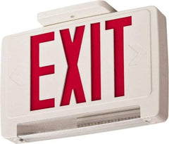 Lithonia Lighting - 1 Face, 2.32 Watt, White, Thermoplastic, LED, Illuminated Exit Sign - 120/277 VAC, Nickel Cadmium, Surface Mounted, Wall Mounted - Americas Industrial Supply