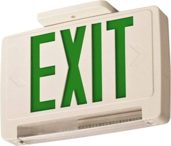 Lithonia Lighting - 1 Face, 2.32 Watt, White, Thermoplastic, LED, Illuminated Exit Sign - 120/277 VAC, Nickel Cadmium, Surface Mounted, Wall Mounted - Americas Industrial Supply