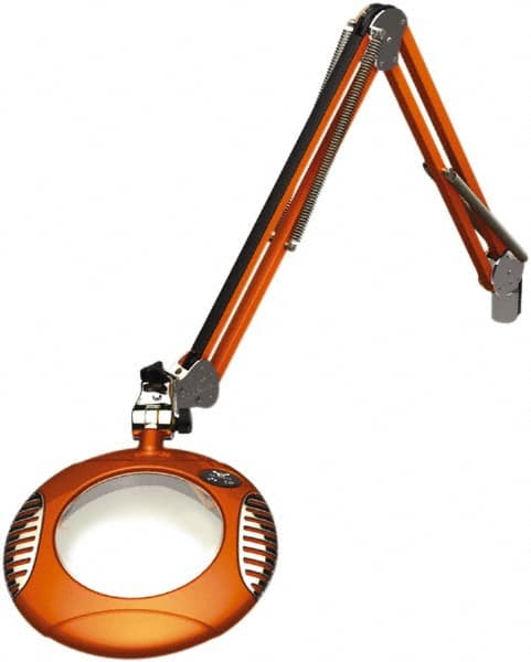 O.C. White - 43 Inch, Spring Suspension, Clamp on, LED, Brilliant Orange, Magnifying Task Light - 8 Watt, 7.5 and 15 Volt, 2x Magnification, 6 Inch Long - Americas Industrial Supply