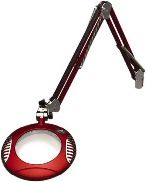 O.C. White - 43 Inch, Spring Suspension, Clamp on, LED, Blaze Red, Magnifying Task Light - 8 Watt, 7.5 and 15 Volt, 2x Magnification, 6 Inch Long - Americas Industrial Supply