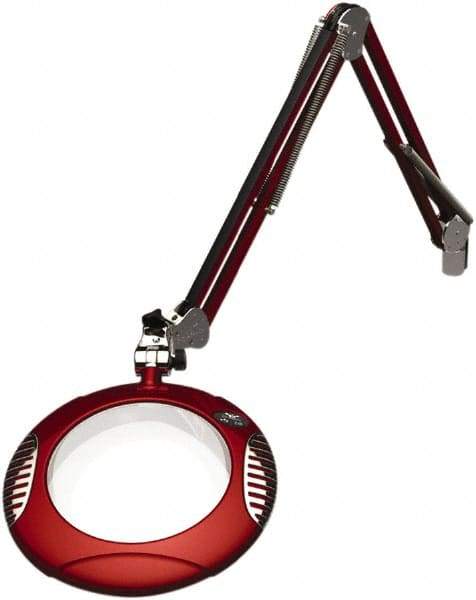 O.C. White - 43 Inch, Spring Suspension, Clamp on, LED, Blaze Red, Magnifying Task Light - 8 Watt, 7.5 and 15 Volt, 2x Magnification, 5-1/4 Inch Wide, 7-1/2 Inch Long - Americas Industrial Supply