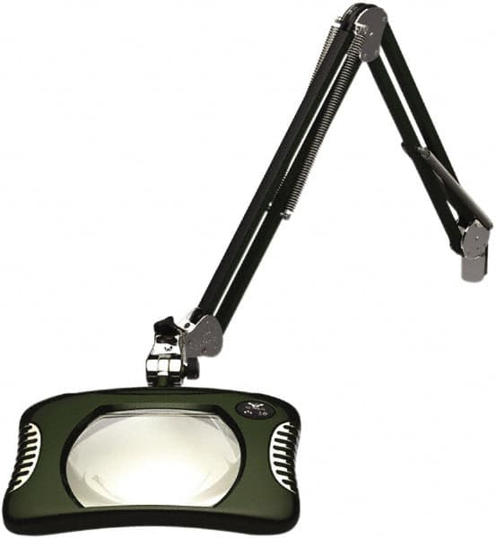 O.C. White - 43 Inch, Spring Suspension, Clamp on, LED, Racing Green, Magnifying Task Light - 8 Watt, 7.5 and 15 Volt, 2x Magnification, 5-1/4 Inch Wide, 7 Inch Long - Americas Industrial Supply