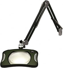 O.C. White - 43 Inch, Spring Suspension, Clamp on, LED, Racing Green, Magnifying Task Light - 8 Watt, 7.5 and 15 Volt, 2x Magnification, 5-1/4 Inch Wide, 7 Inch Long - Americas Industrial Supply