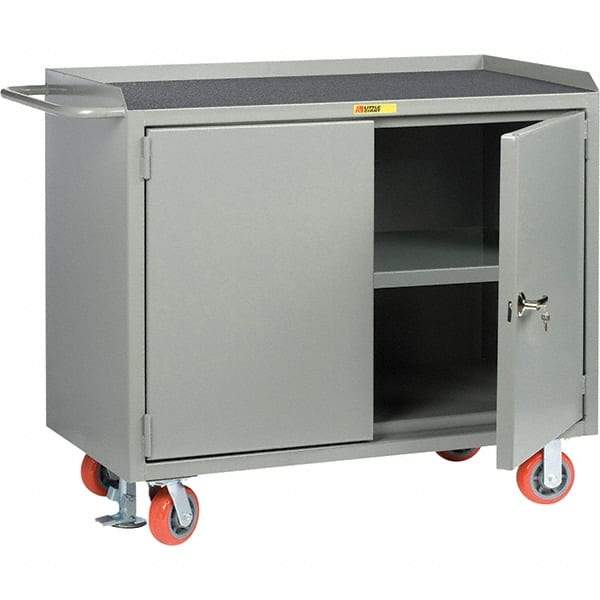 Little Giant - 3,600 Lb Capacity, 2 Door Mobile Service Bench - 41" Wide x 24" Deep x 43" High, Steel, Gray - Americas Industrial Supply
