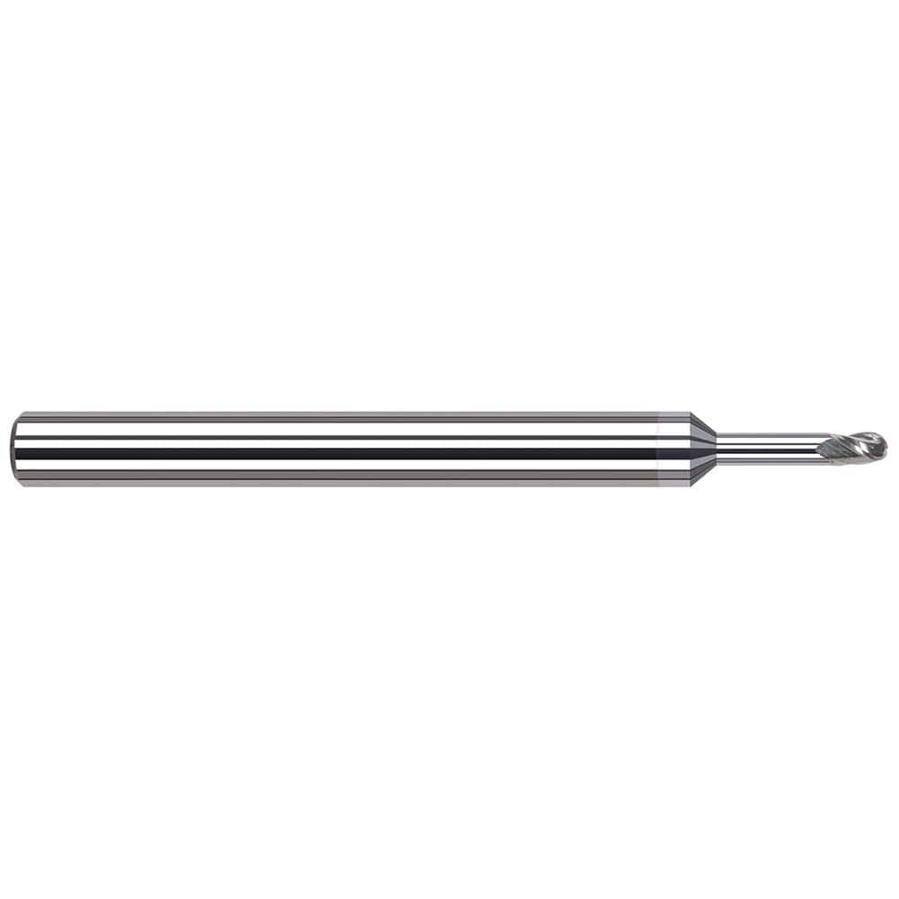 Harvey Tool - Ball End Mills; Mill Diameter (mm): 1.00 ; Mill Diameter (Decimal Inch): 0.0394 ; Number of Flutes: 3 ; Length of Cut (mm): 1.5000 ; Length of Cut (Decimal Inch): 0.0591 ; Material: Solid Carbide - Exact Industrial Supply