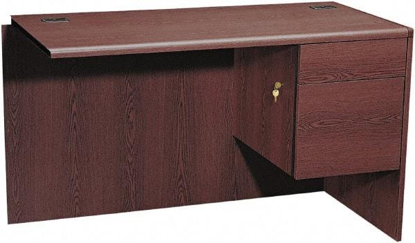 Hon - High Pressure Laminate Right Pedestal Desk - 48" Wide x 24" Deep x 29-1/2" High, Mahogany - Americas Industrial Supply