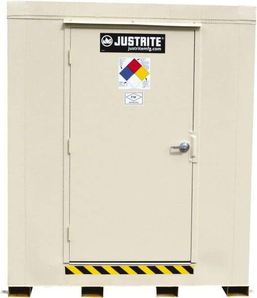 Justrite - 4 Drum, 71 Gal Sump Capacity, Locker - 6' Long x 5-1/2' Wide x 6.25' High, Galvanized Steel - Americas Industrial Supply