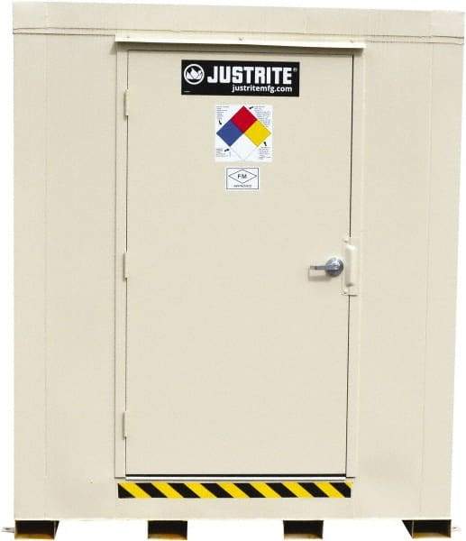 Justrite - 2 Drum, 75 Gal Sump Capacity, Locker - 6' Long x 3-1/2' Wide x 6.25' High, Galvanized Steel - Americas Industrial Supply