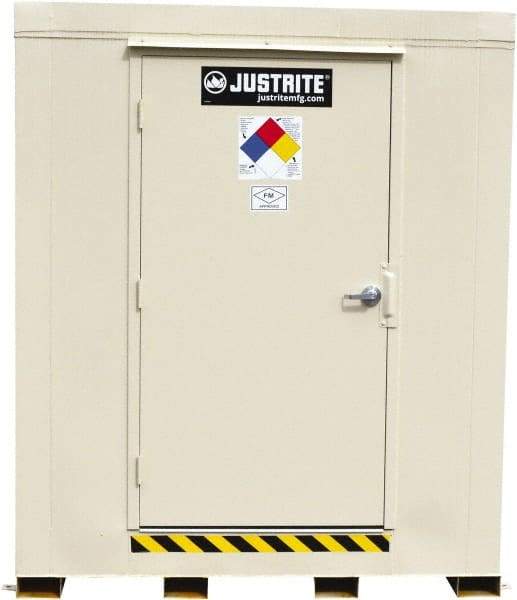 Justrite - 9 Drum, 168 Gal Sump Capacity, Locker - 8' Long x 7-1/2' Wide x 8.08' High, Galvanized Steel - Americas Industrial Supply