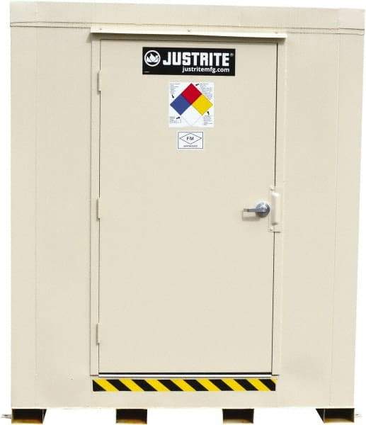 Justrite - 9 Drum, 168 Gal Sump Capacity, Locker - 8' Long x 7-1/2' Wide x 8.08' High, Galvanized Steel - Americas Industrial Supply