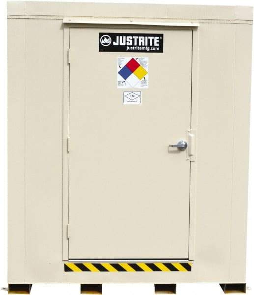 Justrite - 12 Drum, 205 Gal Sump Capacity, Locker - 7.33' Long x 10' Wide x 8' High, Galvanized Steel - Americas Industrial Supply