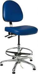 Bevco - 19 to 26-1/2" High Adjustable Height Swivel Stool - 27" Wide x 27" Deep, Vinyl Seat, Blue - Americas Industrial Supply