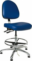 Bevco - 19 to 26-1/2" High Adjustable Height Swivel Stool - 27" Wide x 27" Deep, Vinyl Seat, Blue - Americas Industrial Supply