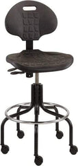 Bevco - 25 to 30" High Adjustable Height Swivel Stool - 27" Wide x 22" Deep, Polyurethane Seat, Black - Americas Industrial Supply