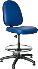 Bevco - 20 to 27-1/2" High Adjustable Height Swivel Stool - 27" Wide x 27" Deep, Vinyl Seat, Blue - Americas Industrial Supply