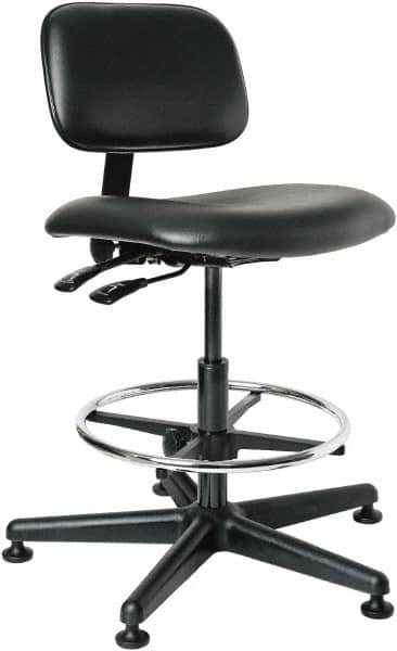 Bevco - 19-1/2 to 27" High Adjustable Height Swivel Stool - 27" Wide x 27" Deep, Vinyl Seat, Black - Americas Industrial Supply