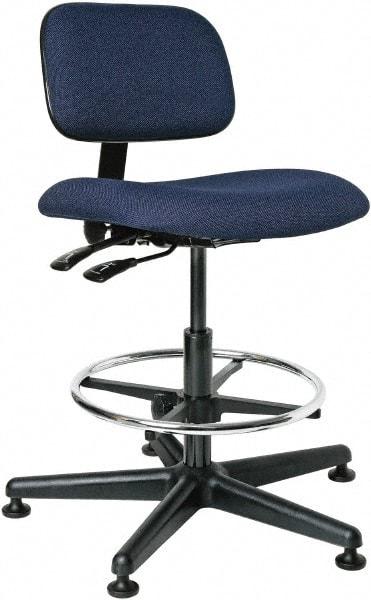 Bevco - 19-1/2 to 27" High Adjustable Height Swivel Stool - 27" Wide x 27" Deep, 100% Olefin Seat, Navy - Americas Industrial Supply