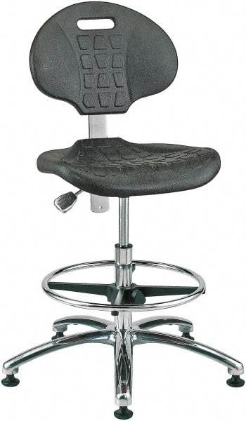 Bevco - 20-1/2 to 30-1/2" High Adjustable Height Swivel Stool - 27" Wide x 27" Deep, Polyurethane Seat, Black - Americas Industrial Supply