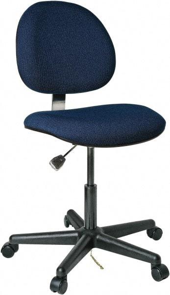 Bevco - 17 to 22" High Adjustable Height Swivel Stool - 25" Wide x 25" Deep, Conductive Cloth Seat, Navy - Americas Industrial Supply