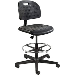 Bevco - 22-1/4 to 32" High Adjustable Height Swivel Stool - 27" Wide x 27" Deep, Polyurethane Seat, Black - Americas Industrial Supply