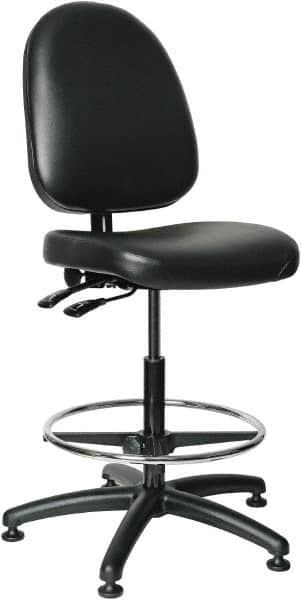 Bevco - 24 to 34" High Adjustable Height Swivel Stool - 27" Wide x 27" Deep, Vinyl Seat, Black - Americas Industrial Supply