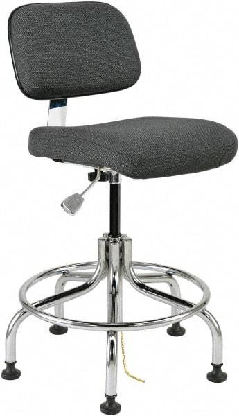 Bevco - 20 to 25" High Adjustable Height Swivel Stool - 27" Wide x 22" Deep, Conductive Cloth Seat, Gray - Americas Industrial Supply